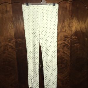 Mud Pie Gold glitter polka dot and cream leggings